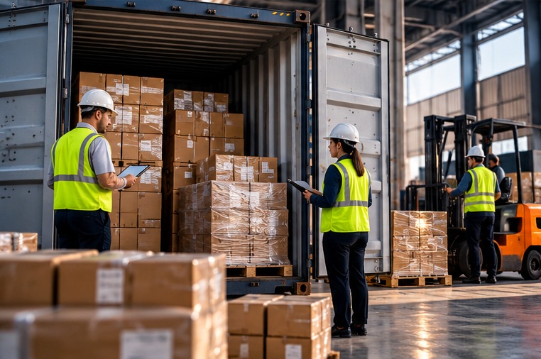 Mercadorias em contêiner para operação internacional